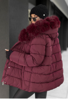 Pikowana Jacke z futerkiem i paskiem Coldest Moments Burgunderrot