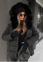 Pikowana Jacke z futerkiem i paskiem Coldest Moments Schwarz