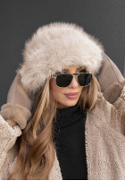 Mütze bucket hat z futerkiem Winter Cuddles Beige