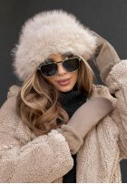 Mütze bucket hat z futerkiem Winter Cuddles Beige