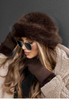 Mütze bucket hat z futerkiem Winter Cuddles Schokoladenbraun