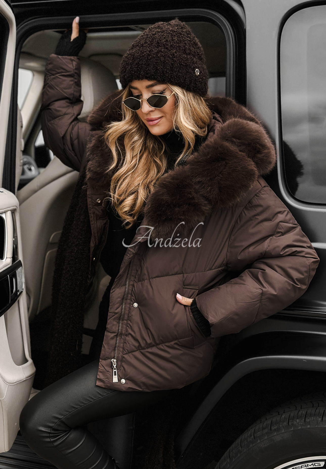 Steppjacke mit Fell Snow For Us Schokoladenbraun