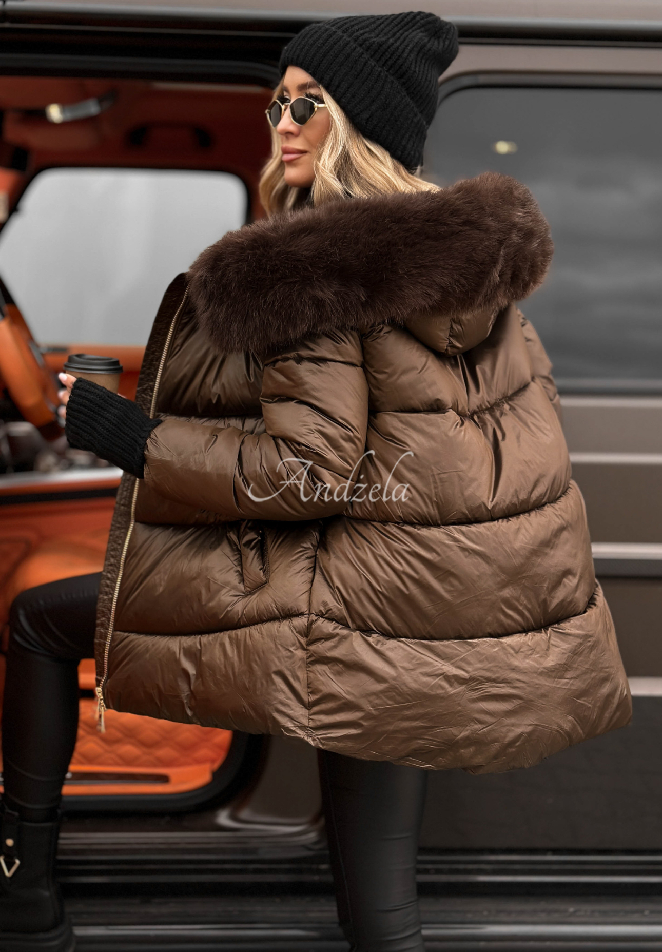 Steppjacke mit Fell Something Like That Schokoladenbraun