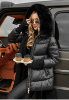 Pikowana Jacke z futerkiem Something Like That Schwarz