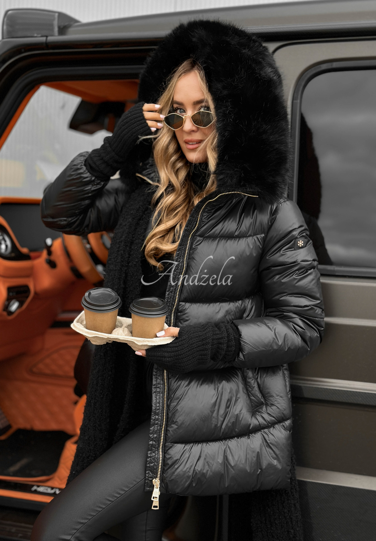 Steppjacke mit Fell Something Like That Schwarz