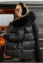 Pikowana Jacke z futerkiem Something Like That Schwarz
