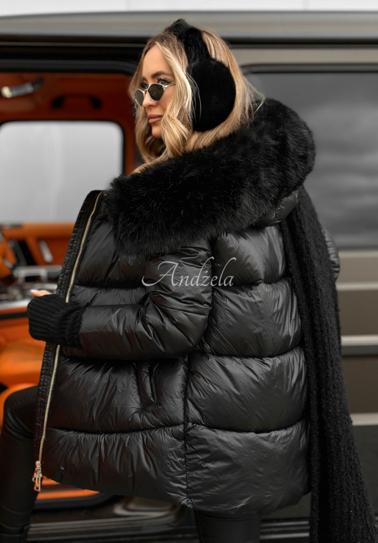 Steppjacke mit Fell Something Like That Schwarz