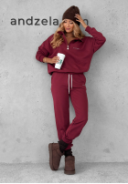 Sweat Set Sweatshirt i Hose Pause Time Burgunderrot