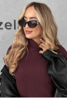 Leicht prążkowany Pullover z golfem Restful Pause śliwkowy