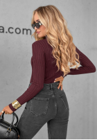 Leicht prążkowany Pullover z golfem Restful Pause śliwkowy