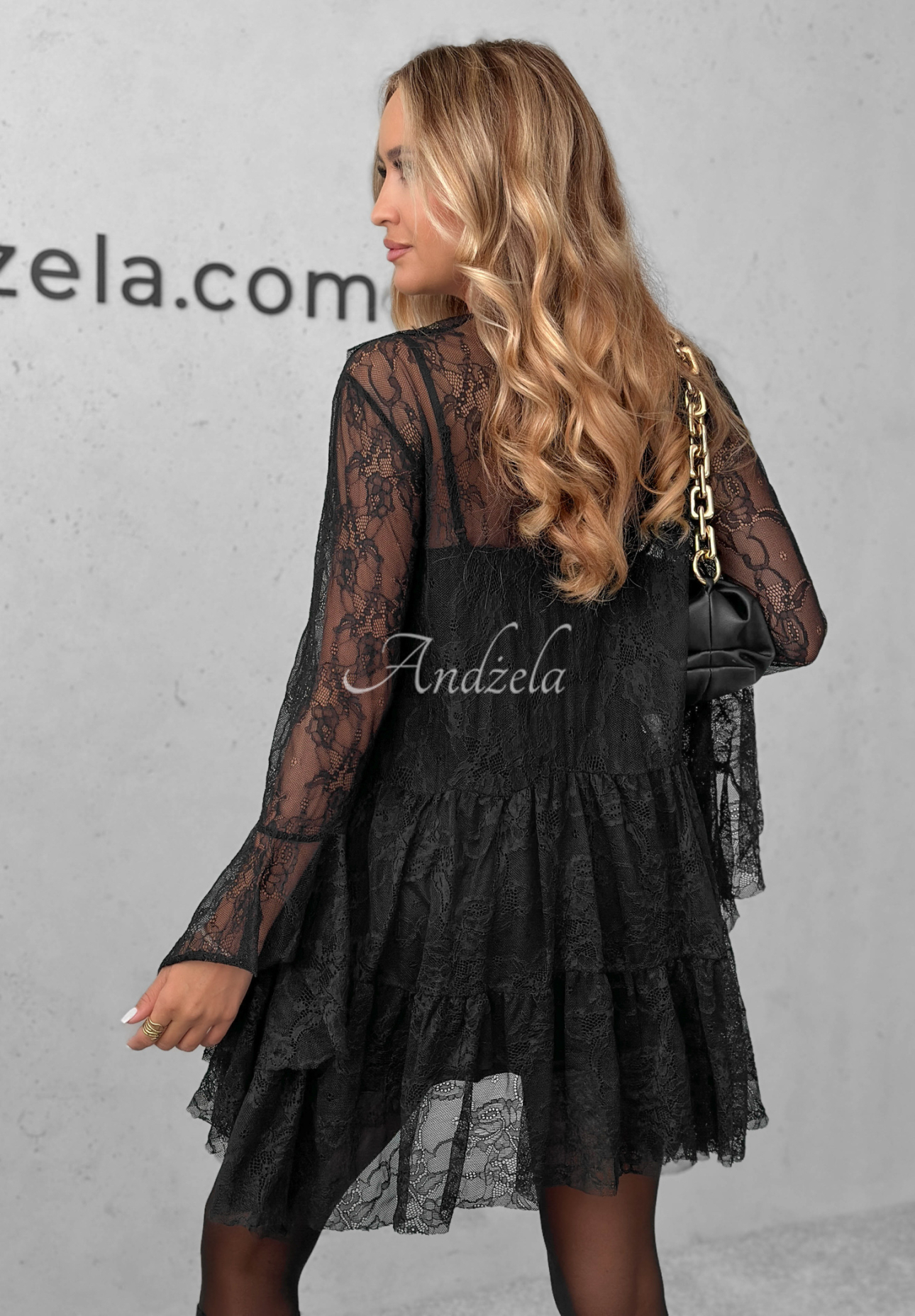 Spitzenkleid mit Rüschen My Own Story Schwarz