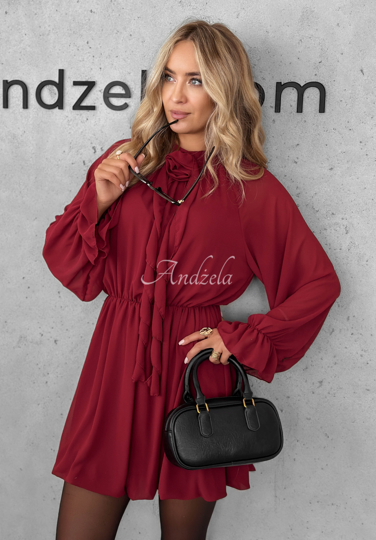 Minikleid mit Rüschen Not Just Dream Burgunderrot