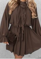Kleid mini z falbankami Not Just Dream Mokkafarben