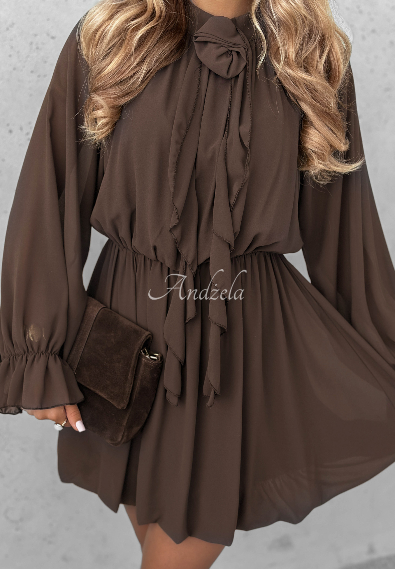 Minikleid mit Rüschen Not Just Dream Mokkafarben