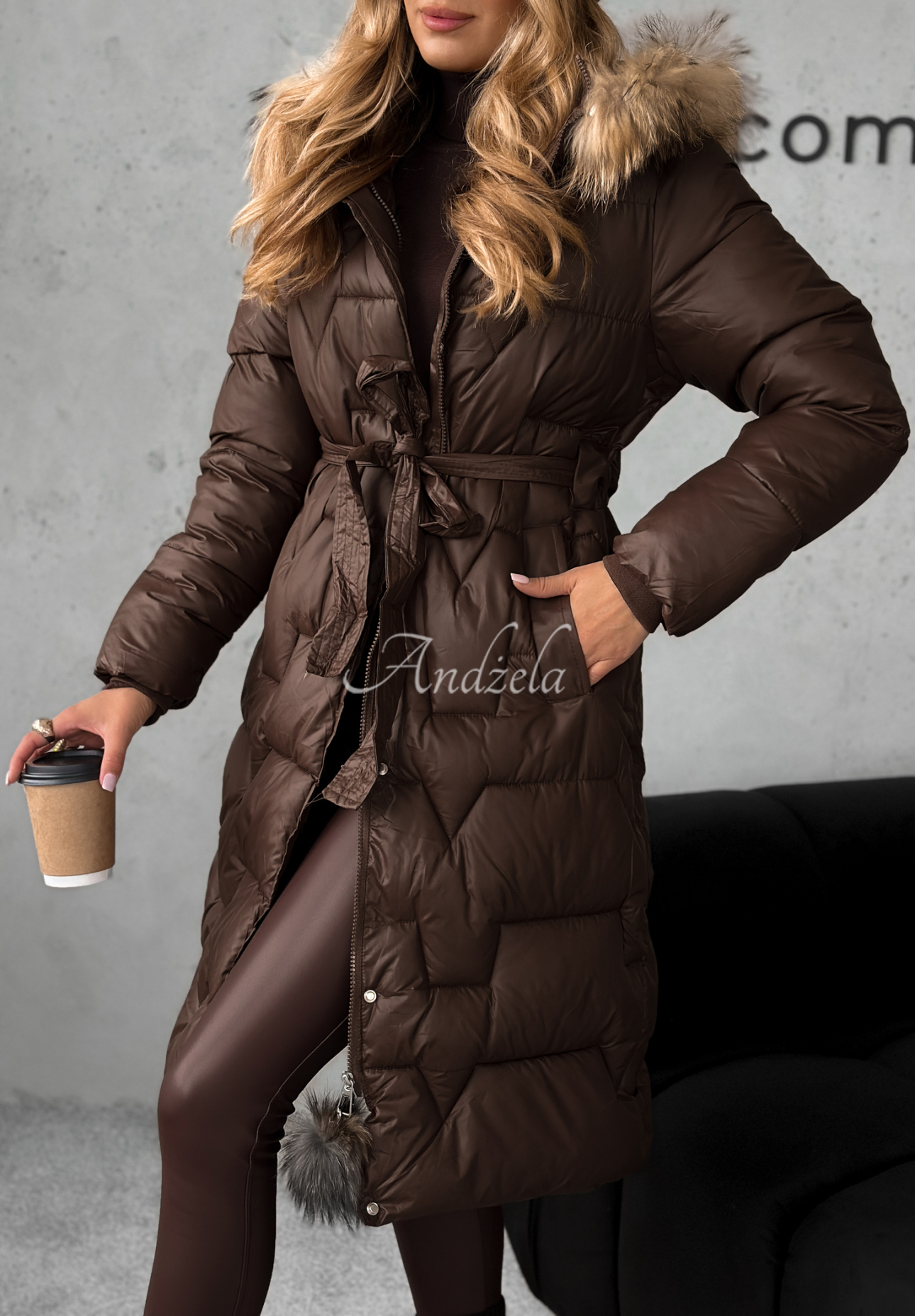 Steppjacke mit Fell Frostbite Schokoladenbraun II