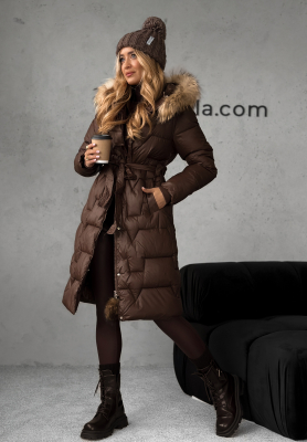 Steppjacke mit Fell Frostbite Schokoladenbraun II