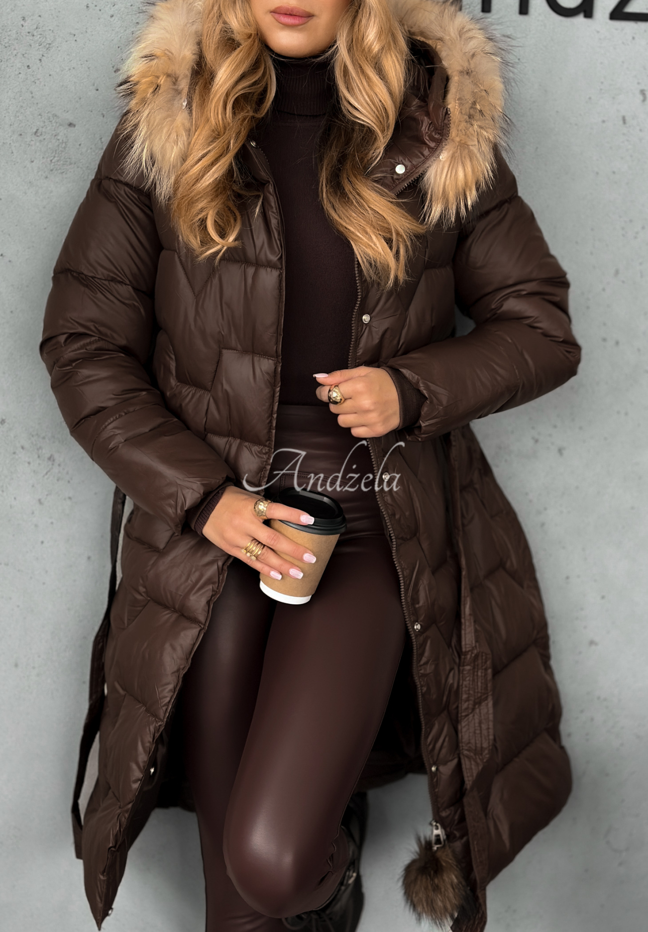 Steppjacke mit Fell Frostbite Schokoladenbraun II