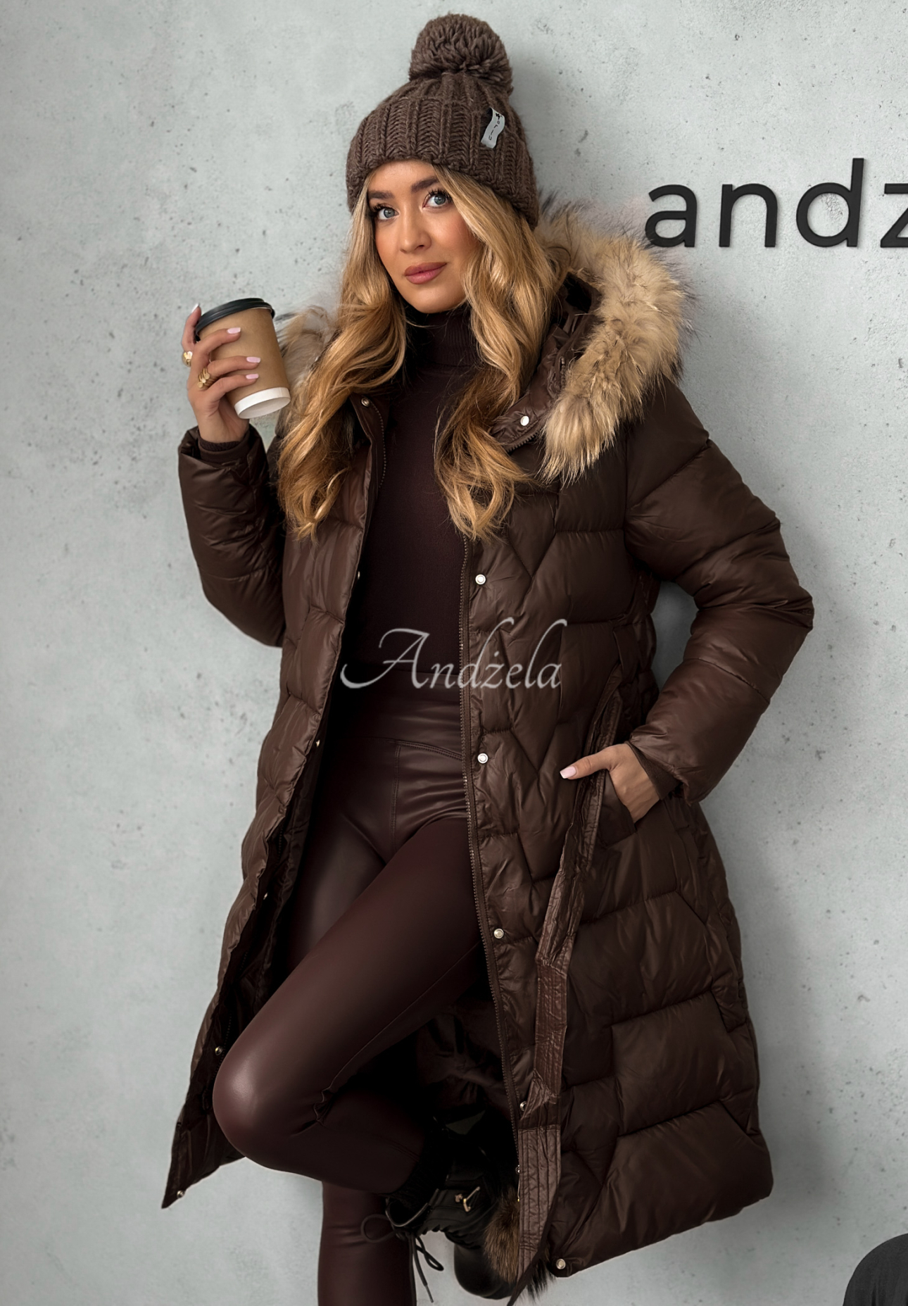 Steppjacke mit Fell Frostbite Schokoladenbraun II