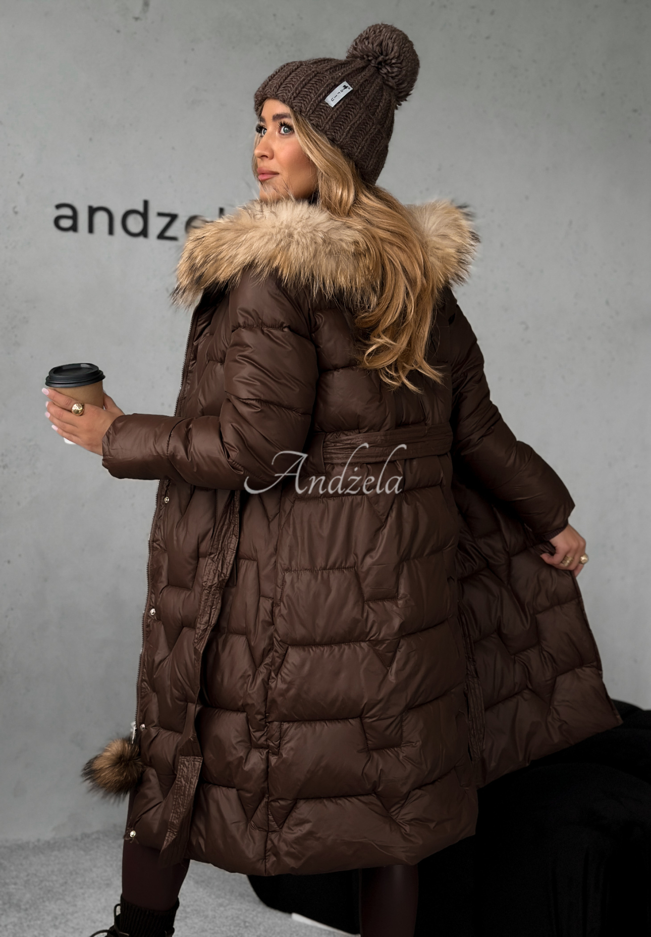 Steppjacke mit Fell Frostbite Schokoladenbraun II