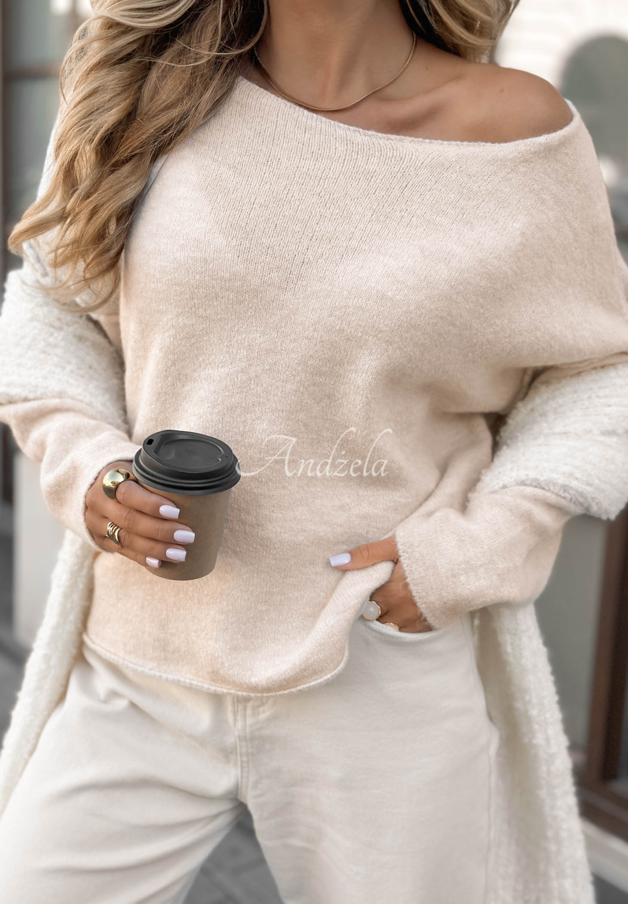 Oversize Pullover Go Ask Her hellbeige