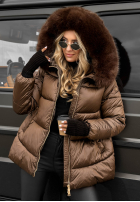 Pikowana Jacke z futerkiem Something Like That Schokoladenbraun