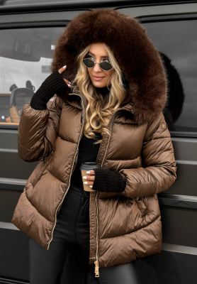 Steppjacke mit Fell Something Like That Schokoladenbraun