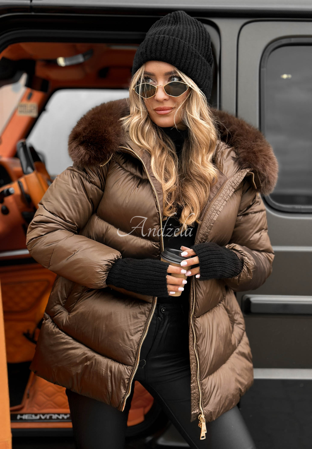 Steppjacke mit Fell Something Like That Schokoladenbraun