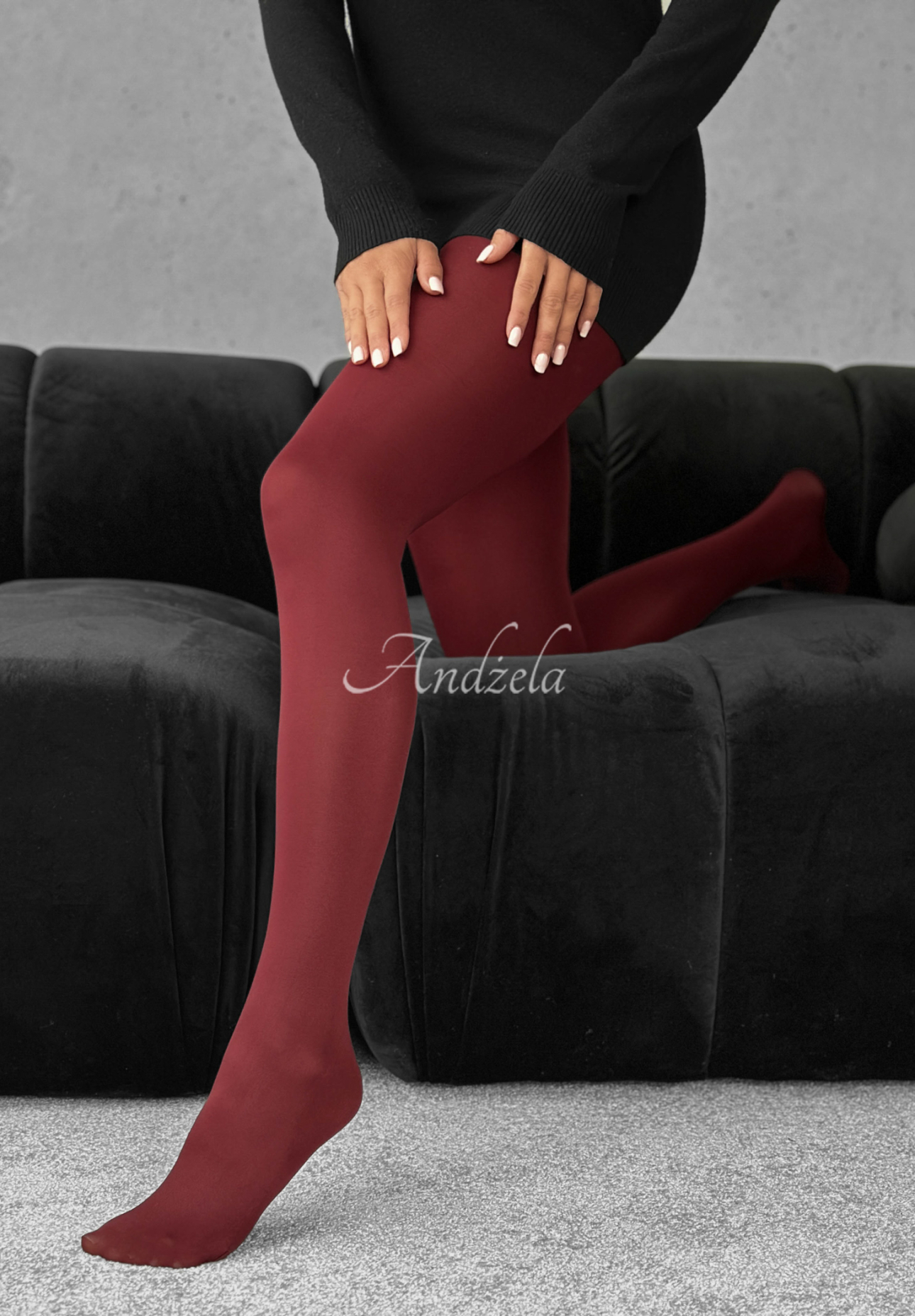 Andrana burgundy 100 den tights