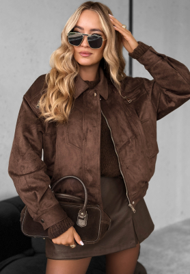 Bikerjacke aus Wildleder Just A Mistake Schokoladenbraun