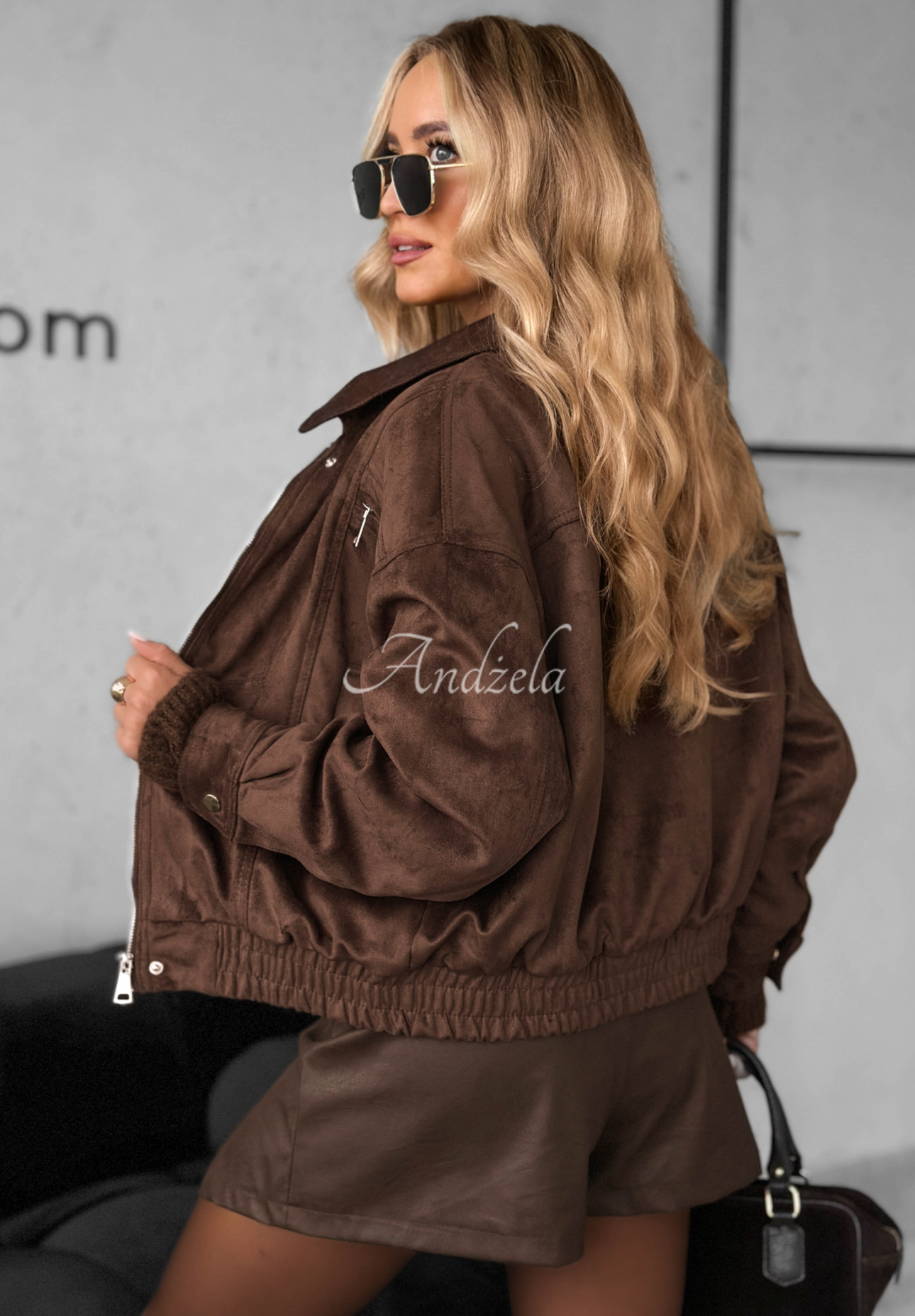 Bikerjacke aus Wildleder Just A Mistake Schokoladenbraun