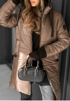 Długa pikowana Jacke z kapturem Worth The Risk Beige