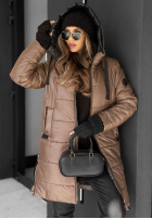 Długa pikowana Jacke z kapturem Worth The Risk Beige