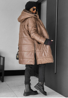 Długa pikowana Jacke z kapturem Worth The Risk Beige