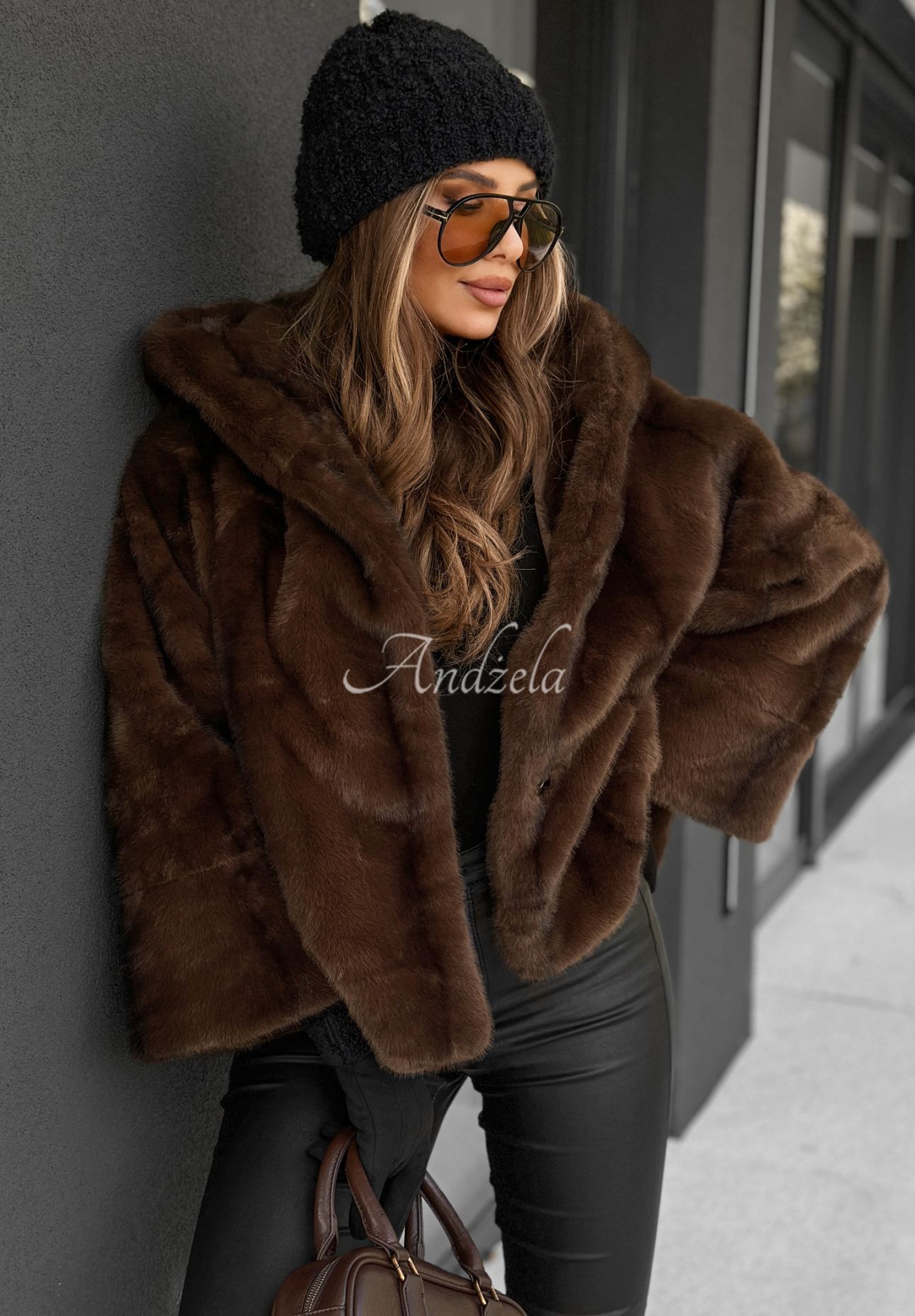 Kurze Pelzjacke What I Said Schokoladenbraun