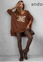 Asymetryczny Pullover z ozdobną aplikacją Been A While Schokoladenbraun