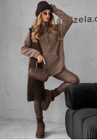 Pullover oversize z kapturem Carra Schokoladenbraun