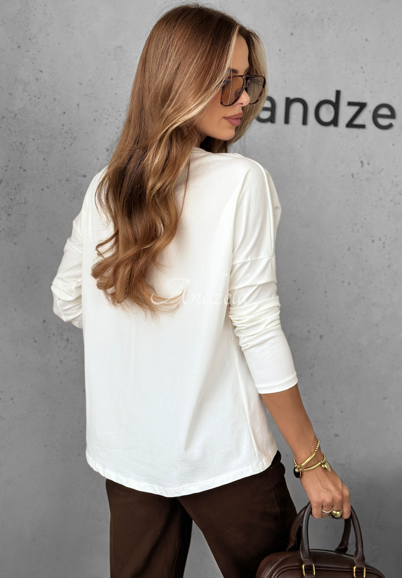 Baumwolloberteil mit Print Wild Hearts Ecru