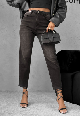 Mom-Fit Jeans Set Your Goal Dunkelgrau