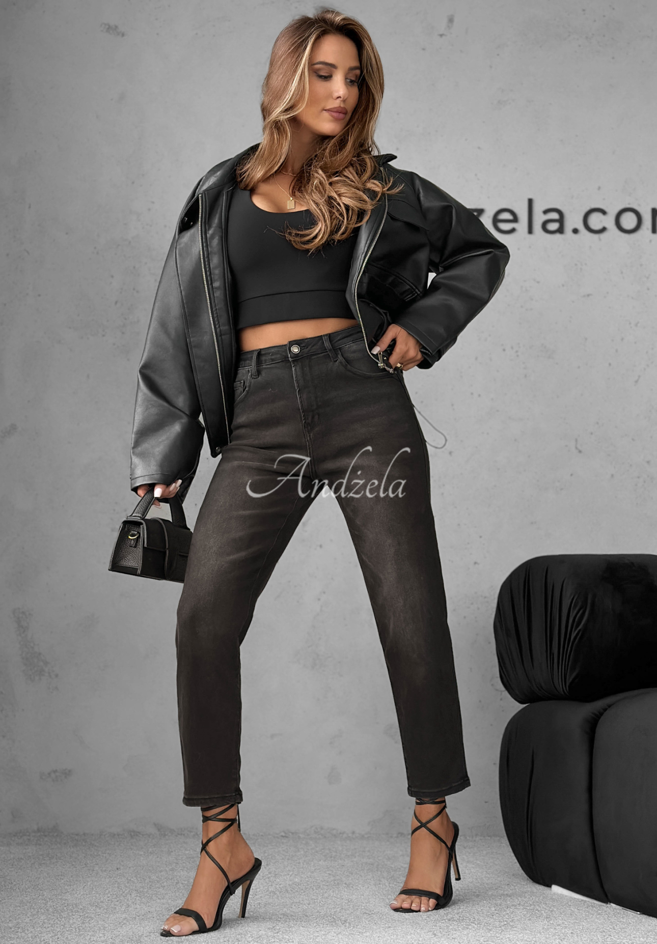 Mom-Fit Jeans Set Your Goal Dunkelgrau
