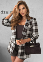 Blazer w kratę Check In biało-Schokoladenbraun