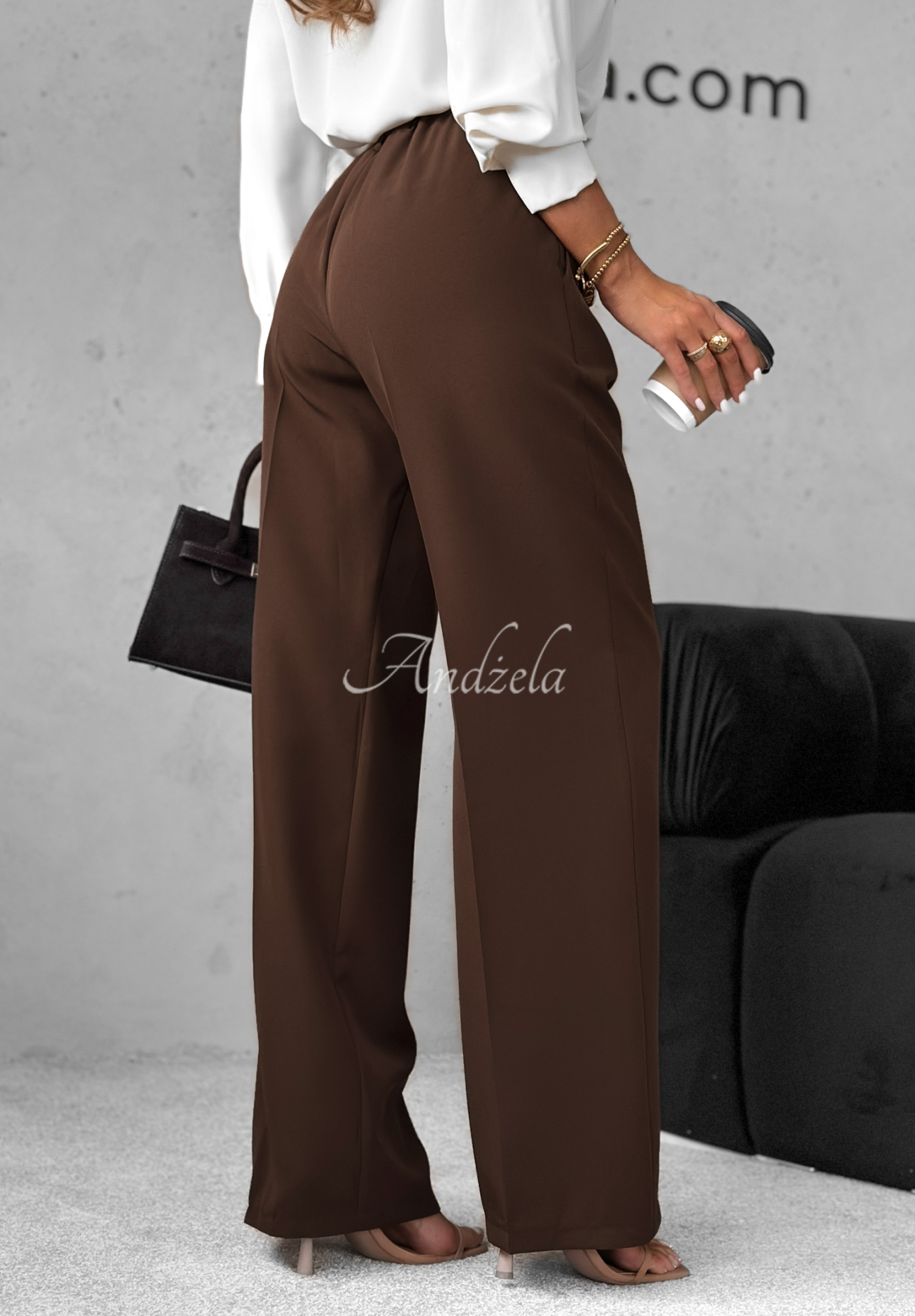 Elegante Hosen wide leg A Minute Ago Schokoladenbraun