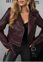 Skórzana Bikerjacke Just Let Go Burgunderrot