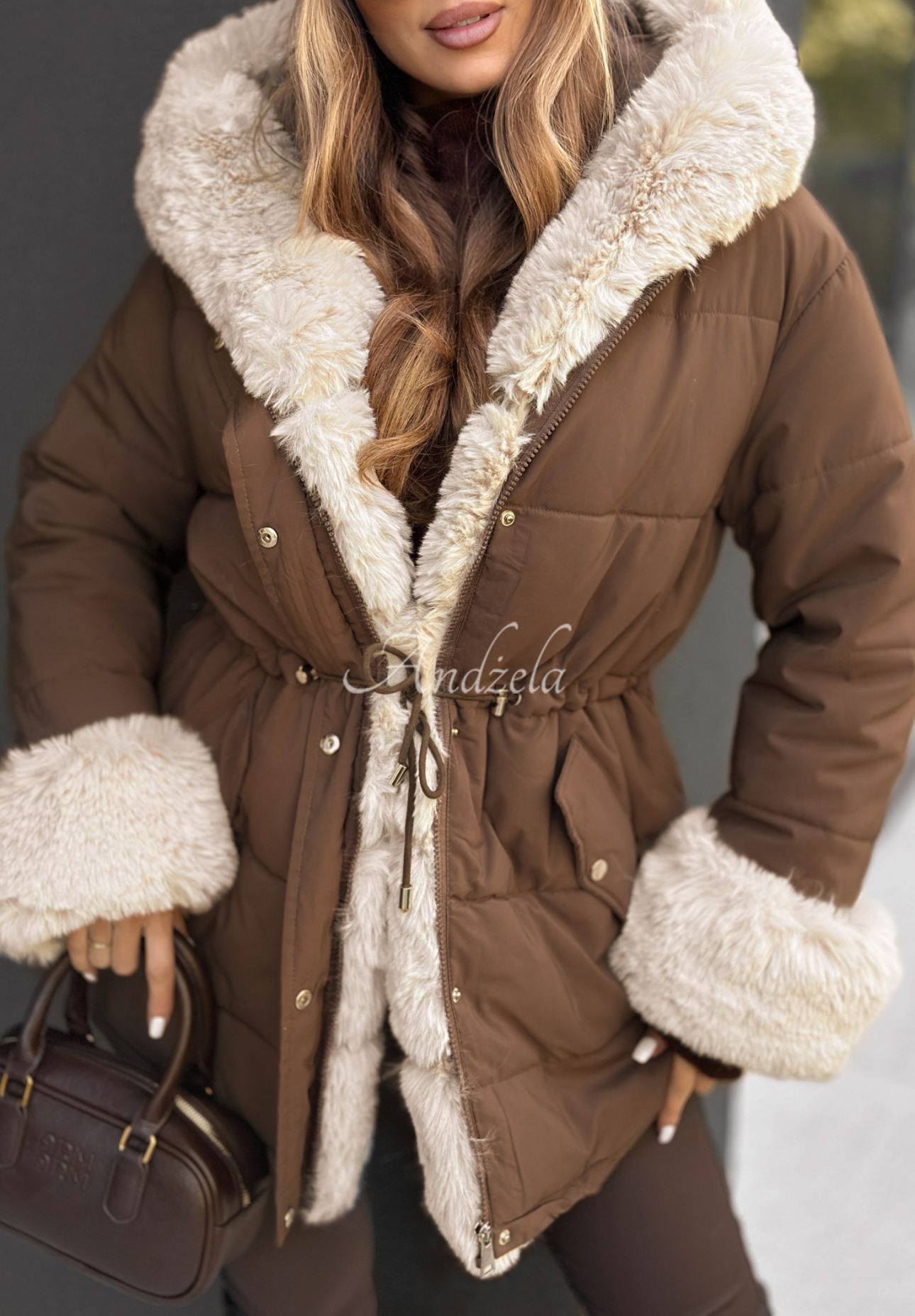 Jacke mit Fell Silence First Schokoladenbraun
