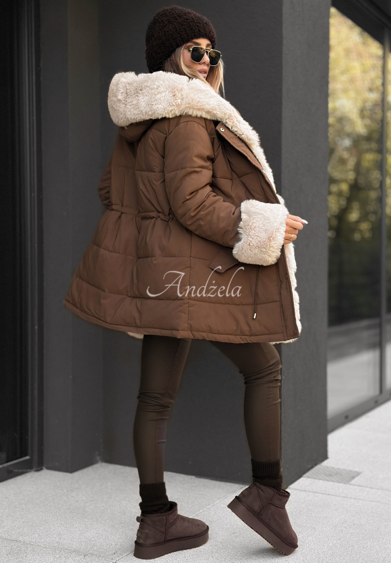Jacke mit Fell Silence First Schokoladenbraun
