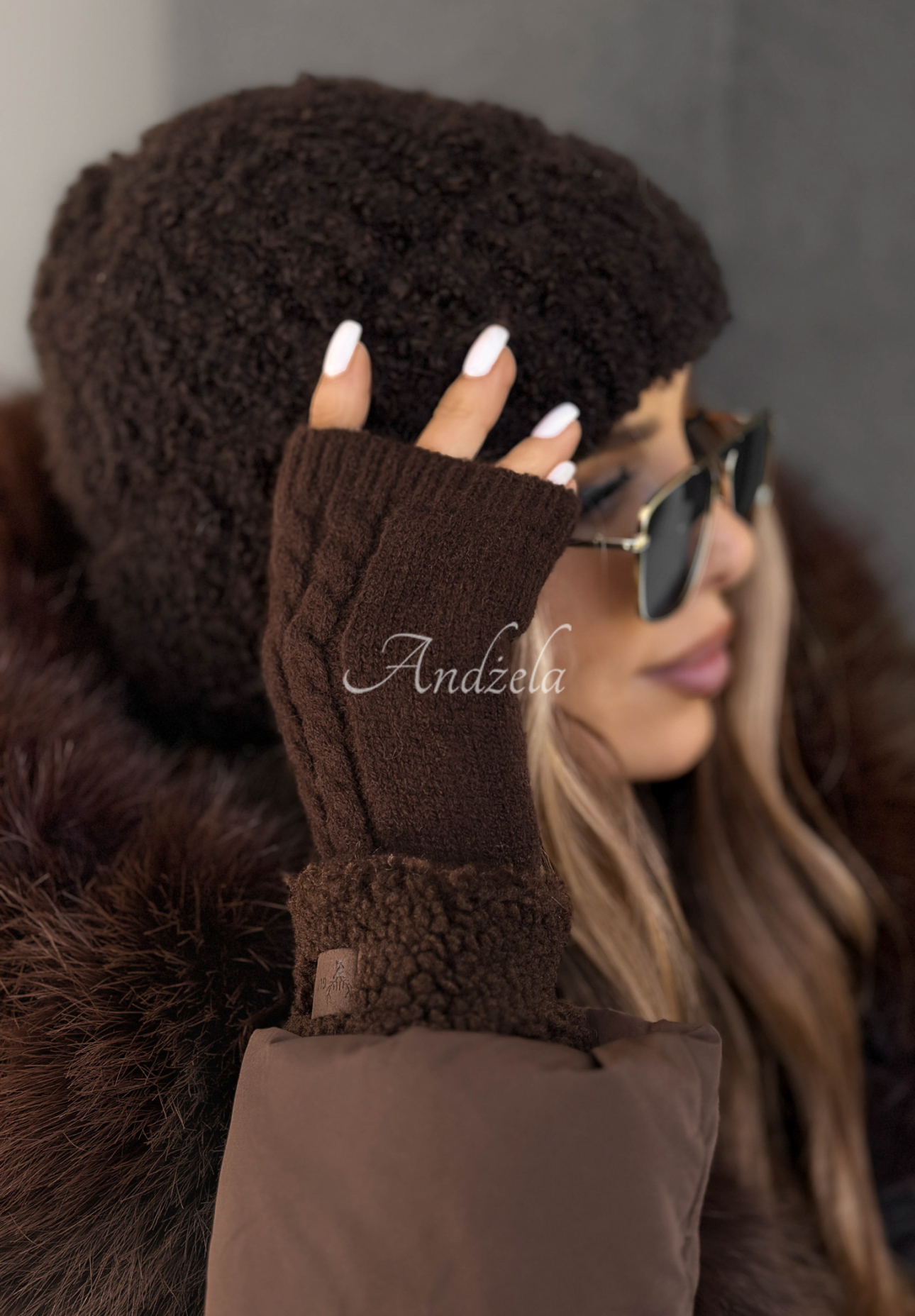 Schaffellhandschuhe Enjoying Winter Schokoladenbraun