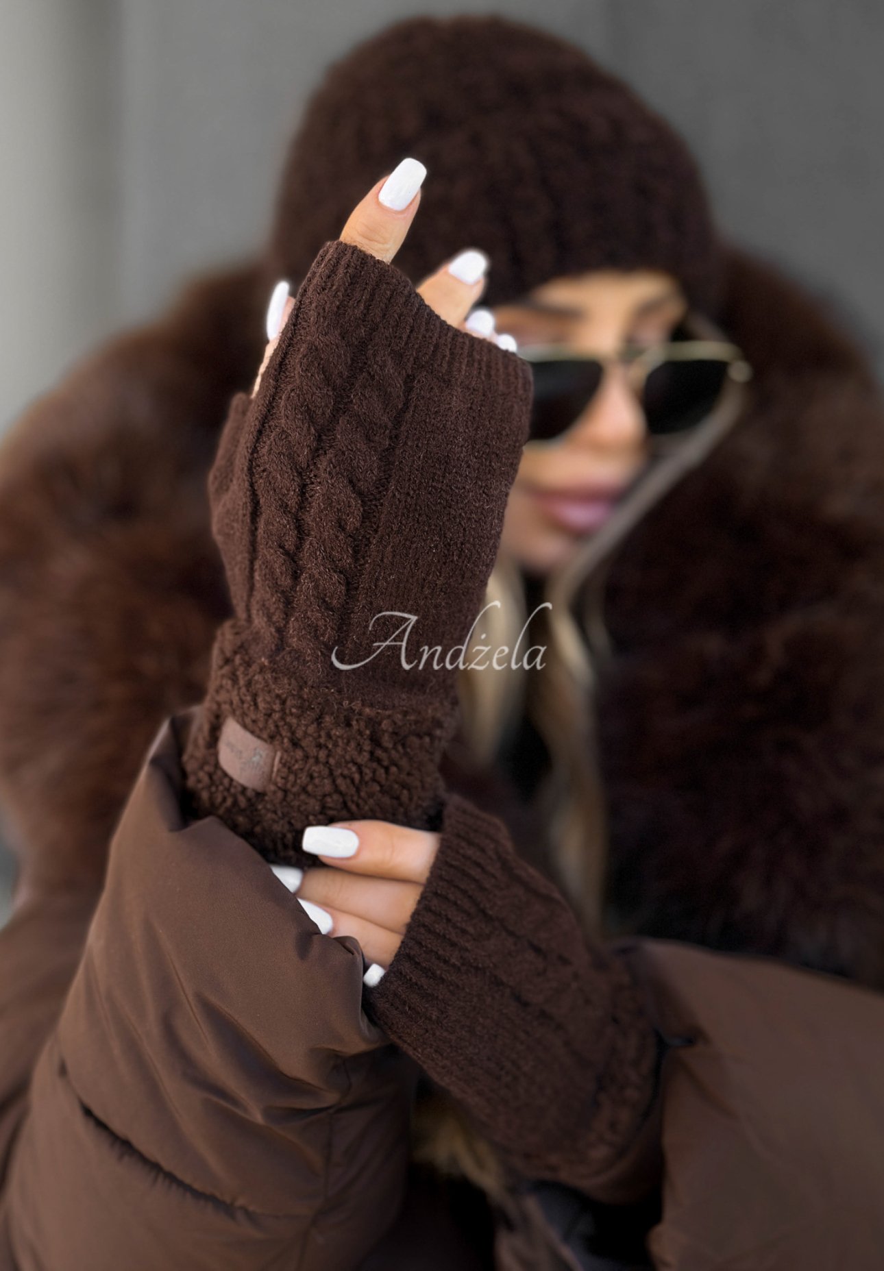 Schaffellhandschuhe Enjoying Winter Schokoladenbraun