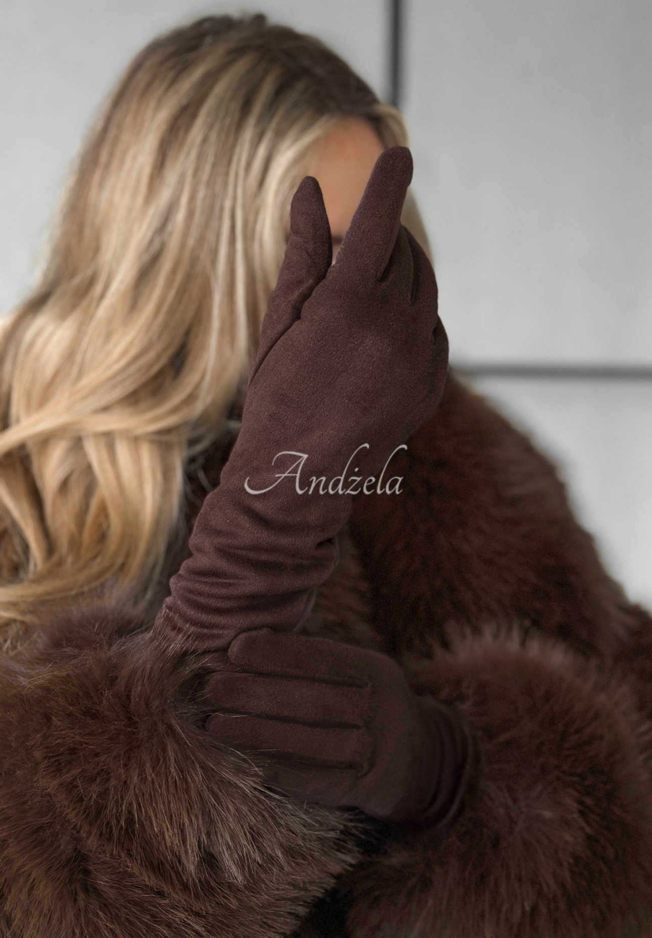 Lange Wildlederhandschuhe Long December Schokoladenbraun