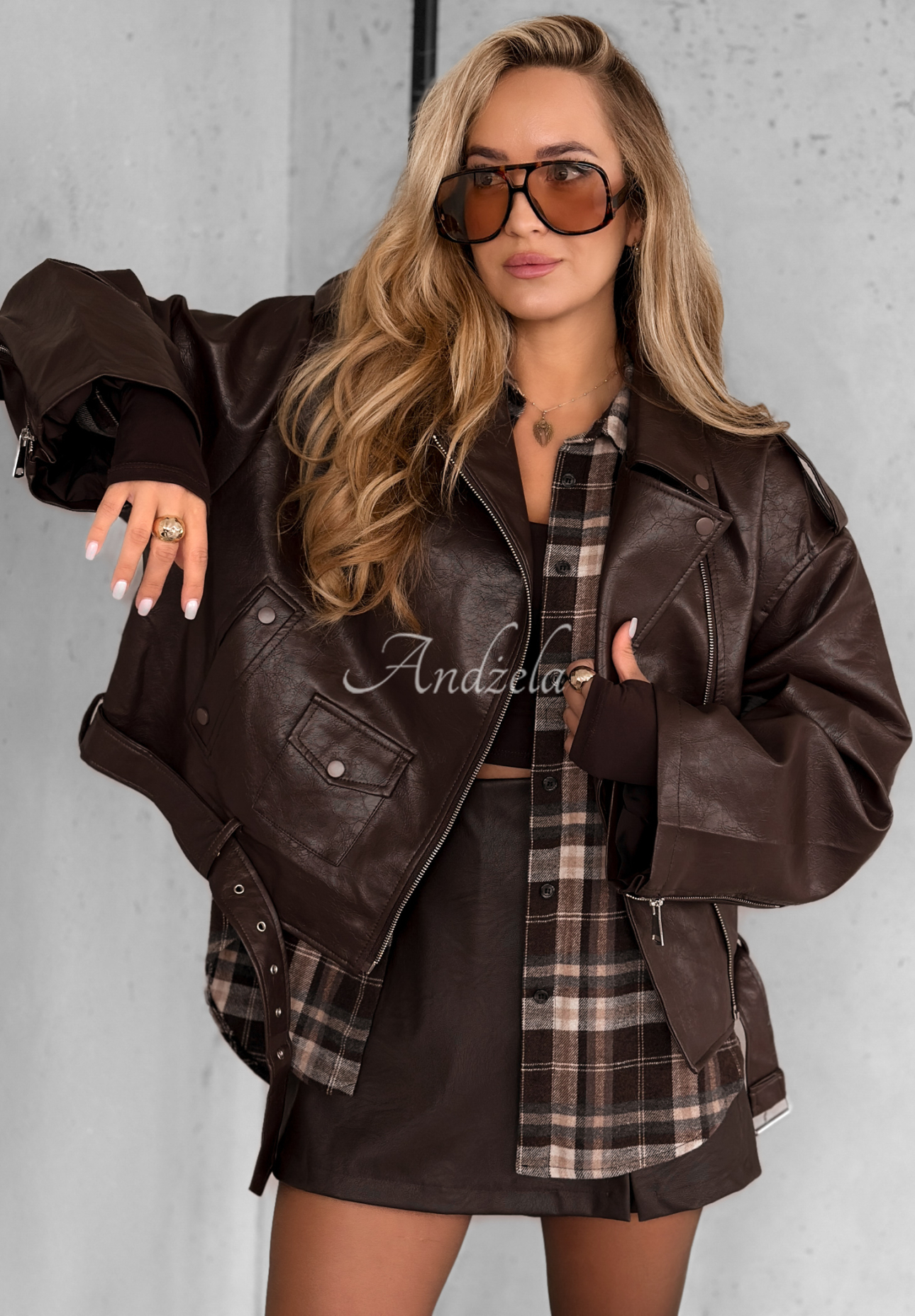 Bikerjacke aus Leder Cold Goodbye Schokoladenbraun