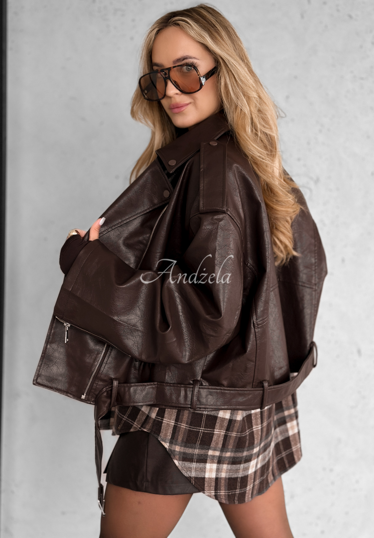 Bikerjacke aus Leder Cold Goodbye Schokoladenbraun