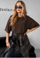 Baumwoll T-Shirt mit Aufdruck Without Saying Schokoladenbraun